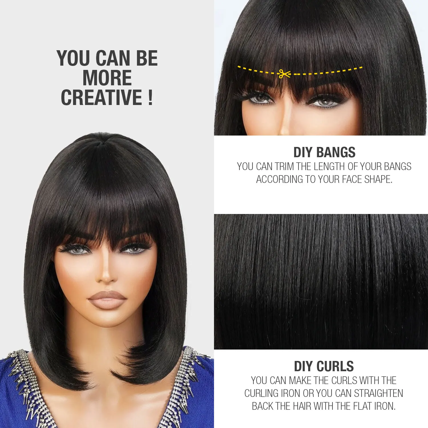 Straight Bob with Bang Synthetic Wig SEXY05 - Trendy Look, Smooth Texture, Comfortable Fit, Easy to Wear