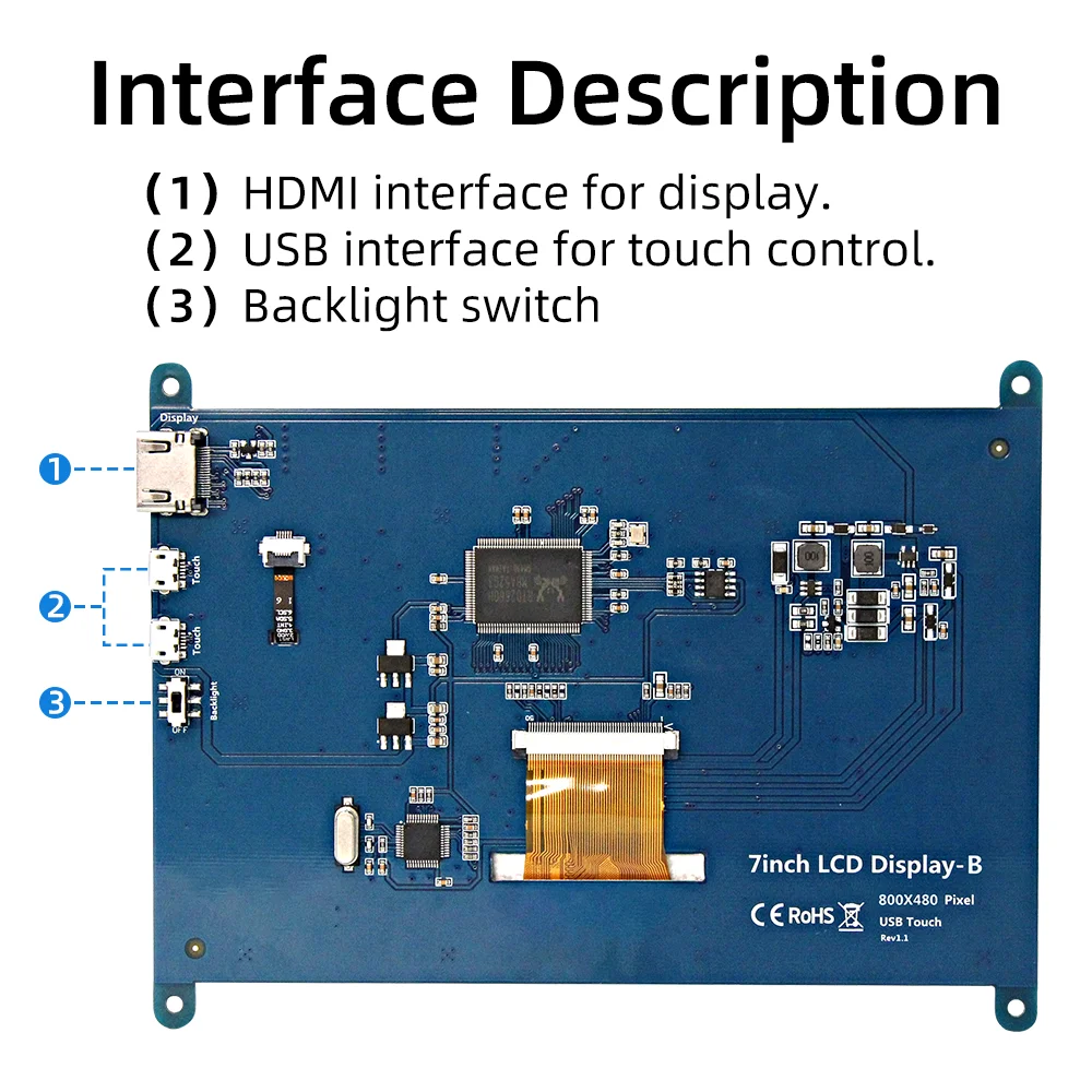 Imagem -05 - Ipistbit-monitor Ips Tft Lcd Resolução 1024x600 Capacitivo Hdmi Tela Sensível ao Toque para Raspberry pi 4b 3b Mais Aida64