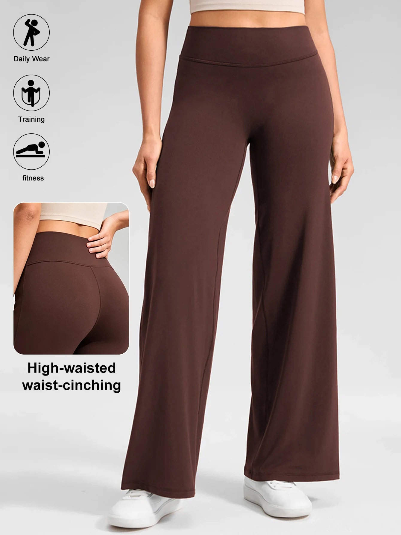 Women's High Waist Wide Leg Yoga Pants Tummy Control Leggings Naked Feeling Stretch Fitness Workout Running Pilates Trousers