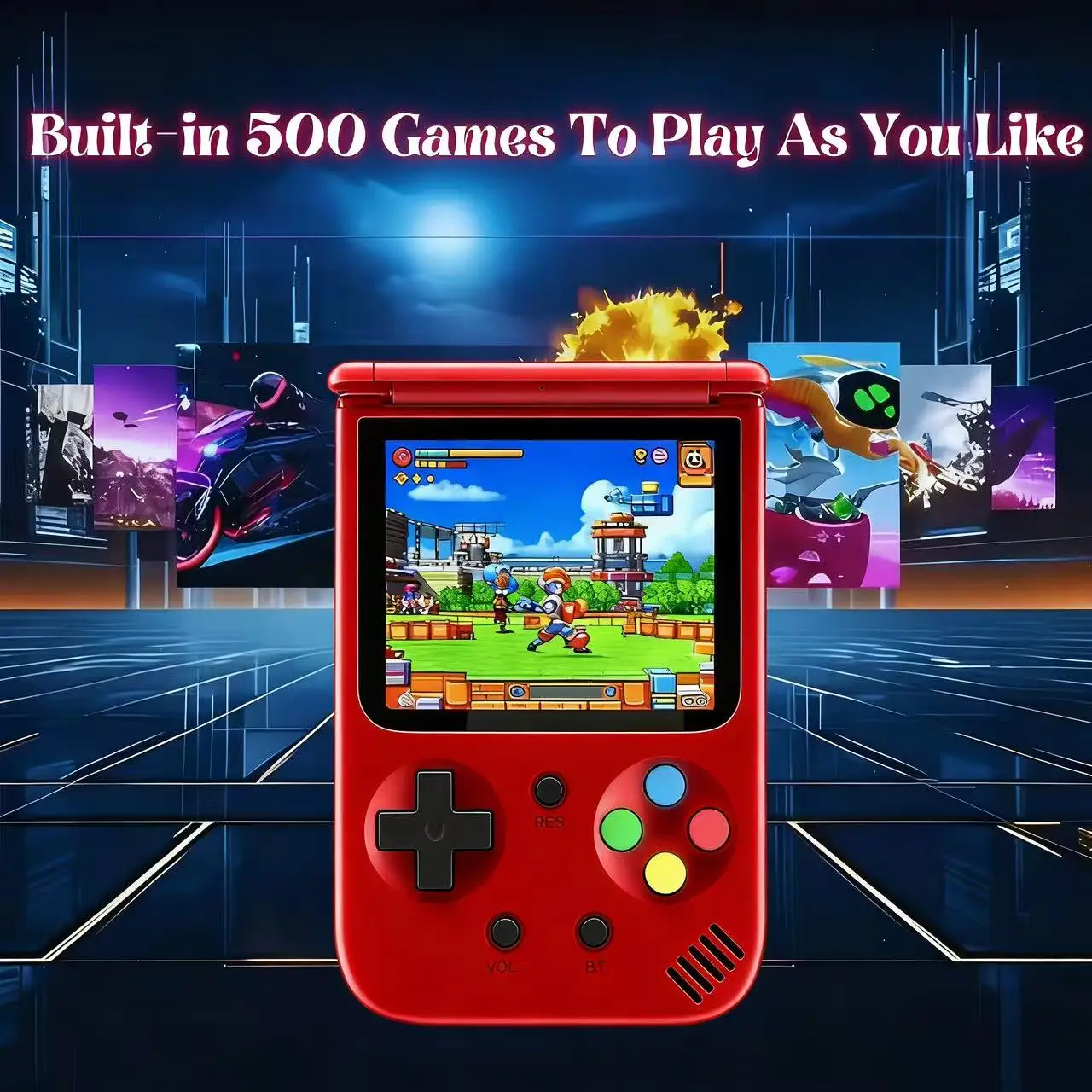 

500 Game Retro Handheld Game Console with Controller - Long Battery Life and Support for Multiple 3.0-inch Displays - Perfect Gi