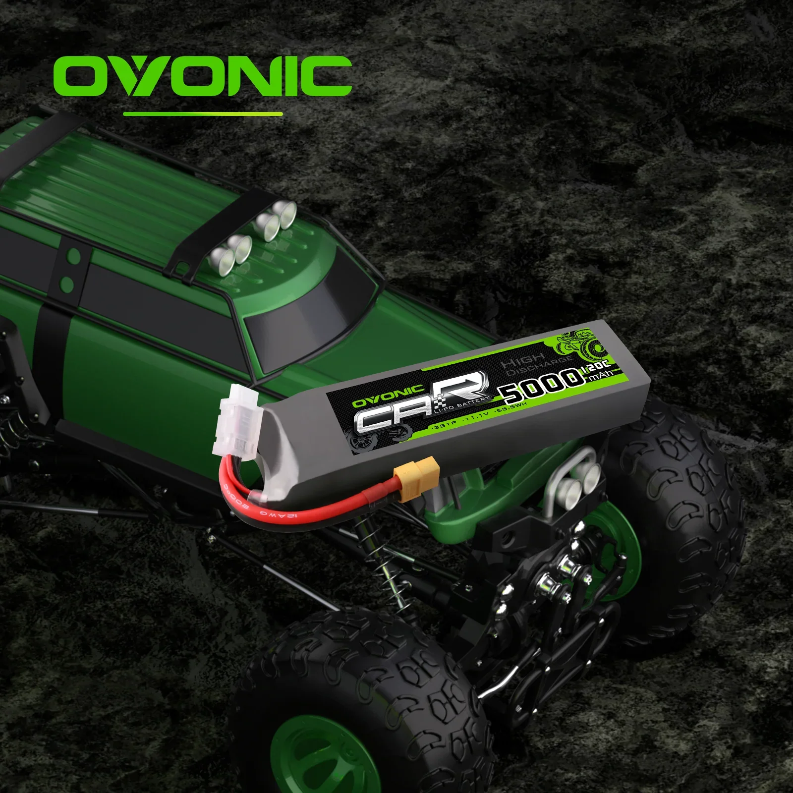 OVONIC 3S 120C 11.1V 5000mAh Lipo Battery Pack for RC Cars Trucks Boats High Capacity Remote Control Equipment with XT60 to TRA Plug