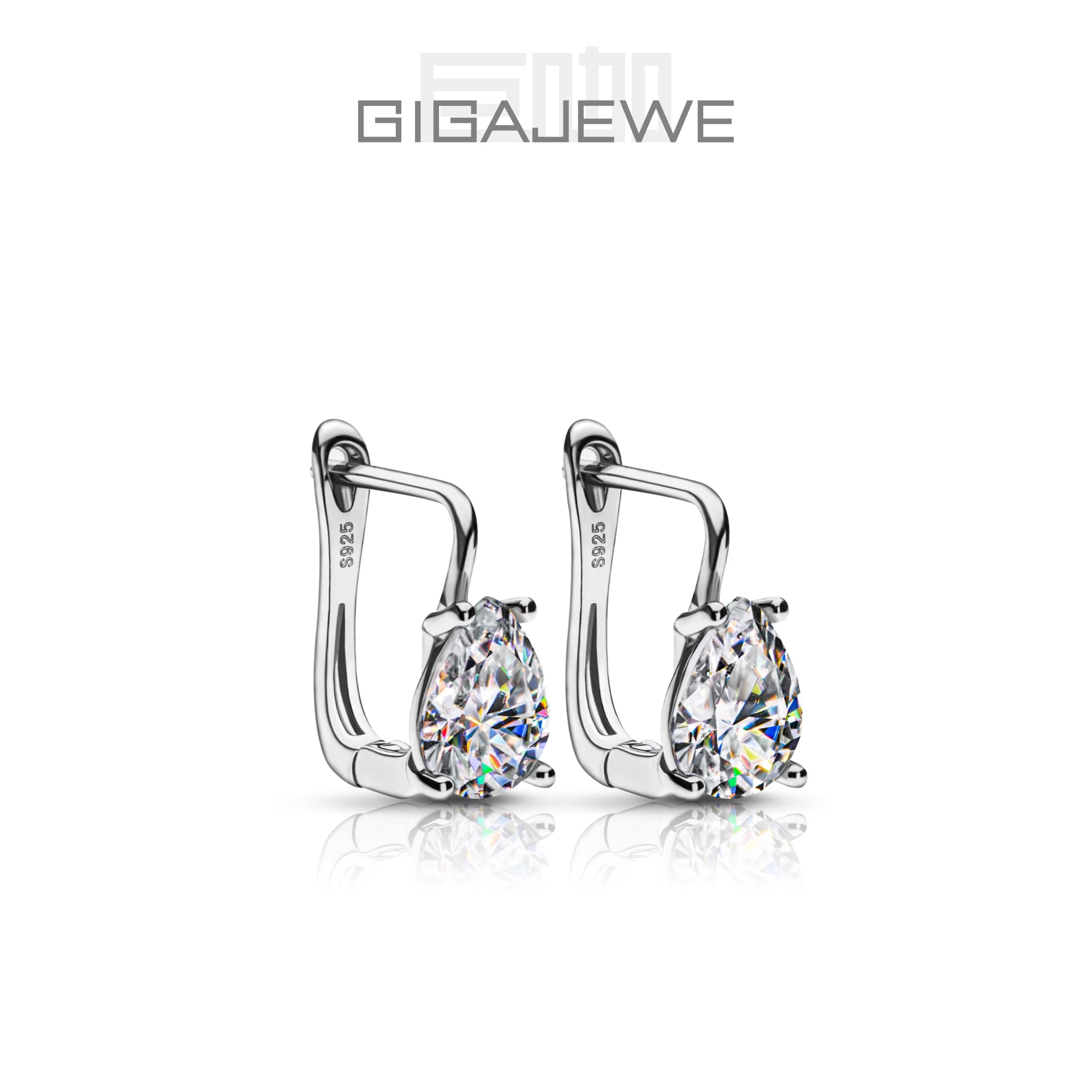 GIGAJEWE Moissanite D Color VVS1 Total 2.5ct 925 Silver Drop Earring 18K Gold Plated Diamond Test Passed Jewelry Woman Girl Gift