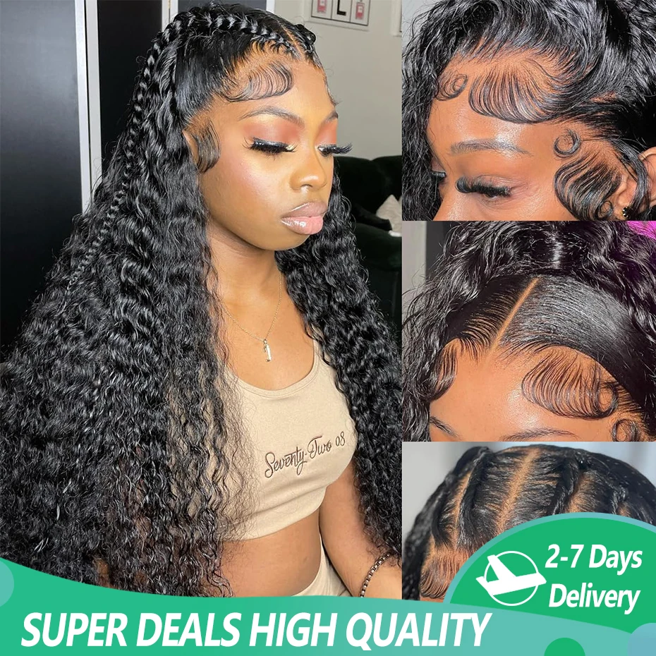 Deep Wave 13x4 Lace Front Wigs Human Hair 200% Density Pre Plucked Brazilian Lace Frontal Wig Deep Wave 13x6 Lace Frontal Wigs