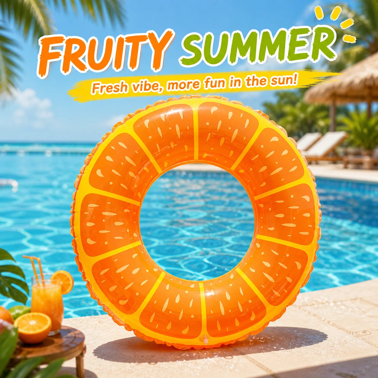 1PC Fruit Pool Float, Watermelon Swim Tube Ring, Inflatable Swim Pool Party Inner Tube Summer Pool Toy for Fun