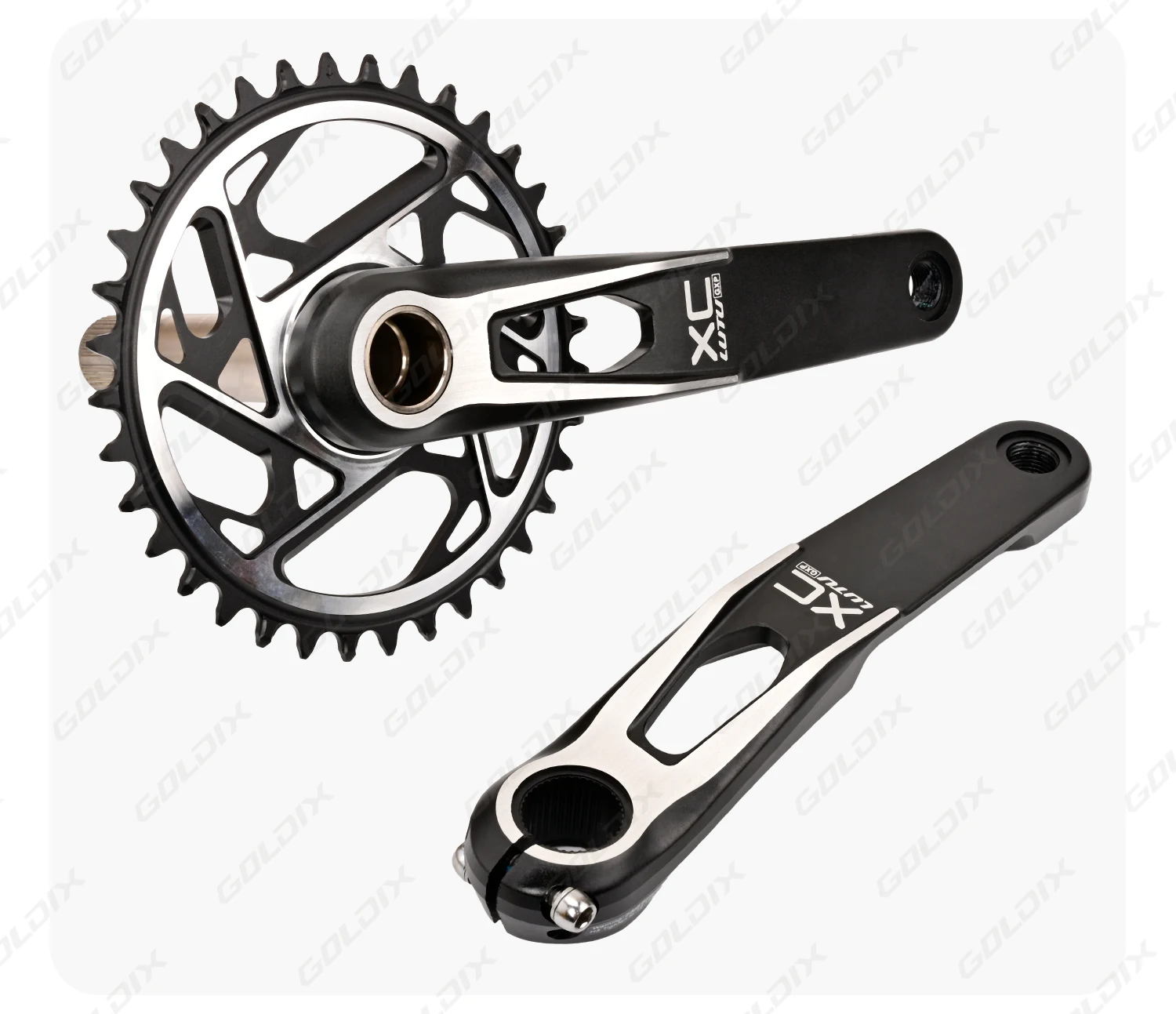 GOLDIX MTB-Kurbelgarnitur, 170/175 mm SL, 3 Bolzen, Direktmontage-Kurbel, 0 mm versetzt, 34 Zähne, 36 Zähne, 38 Zähne, 40 Zähne, Kettenblatt für XC AM – Detail 9