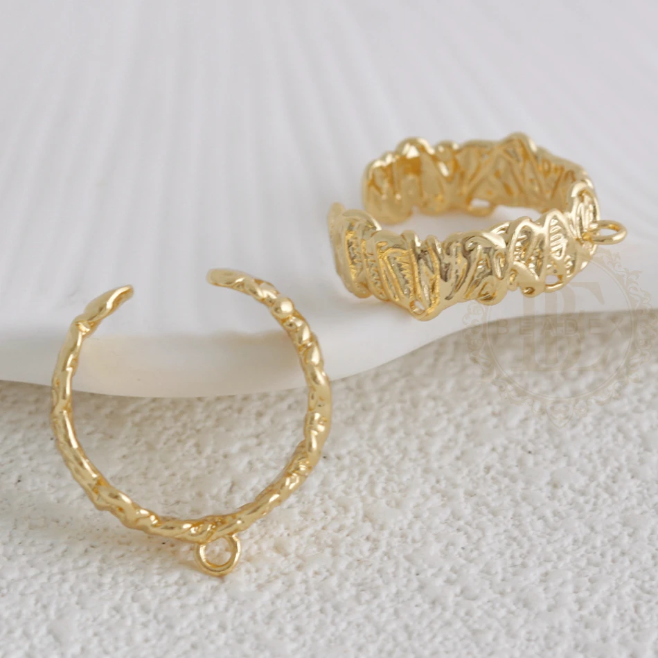 DIY Supply-One Piece Premium Plated Brass Ring Base - Finger Ring - 21.9x23.5mm (4922C-3)