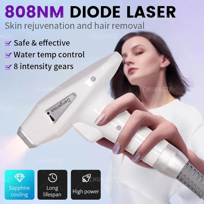

Newest Portable 808nm Diode Laser Hair Removal Machine Cooling Head Painless Professional Laser Epilator Face Body Hair Removal