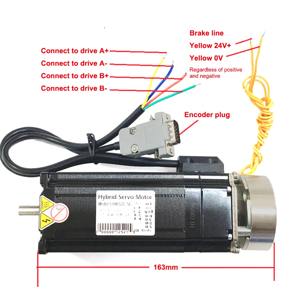 Imagem -06 - Circuito Fechado Kit de Passo Hbs57 Driver Mais 57hbs36 Motor 1.5 5m Mais Encoder Cabos para Campos Cnc Nema23 3.6nm