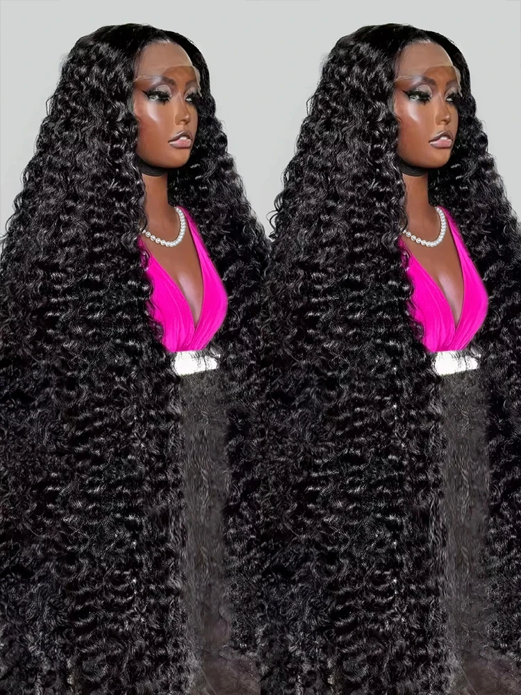 

40 42 英寸 Curly 13X6 Hd Transparent Lace Frontal Human Hair Wig 280 Density Glueless Deep Wave 13X4 Lace Front Wigs for Women
