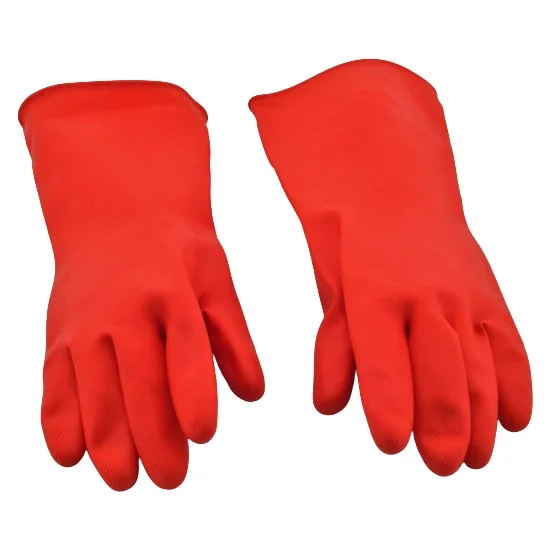 Duplex Flexible Material Natural Latex Red Work Gloves 4 Pairs