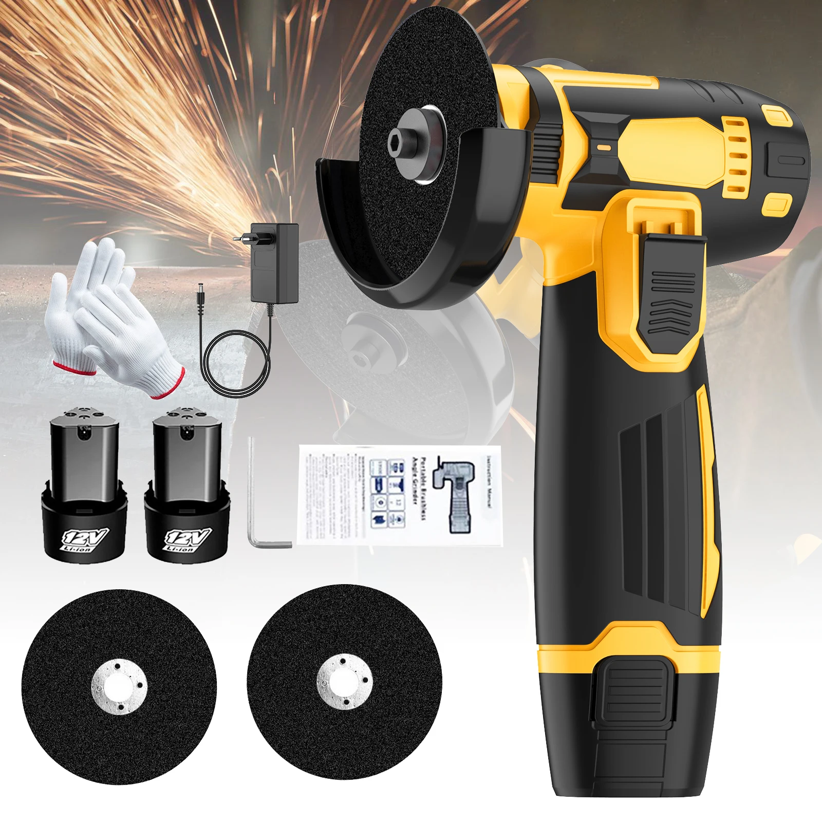 Mini-Elektro-Winkelschleifer, kleiner Radialschleifer mit drei Geschwindigkeiten, stoßdämpfender Griff zum Polieren und Glätten von Kanten