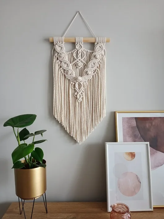 Macrame Wall Hanging Tapestry With Tassels Hand Woven Nordic Style For Living Room Bedroom House Art Decor Boho Decoration