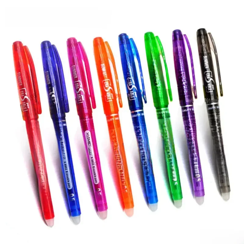 Ensemble de stylos Gel effaçables à pointe de balle, 0.7mm 0.5mm, tiges de recharge, cartouche d'encre de couleur bleu noir, papeterie d'écriture et de dessin pour bureau et école