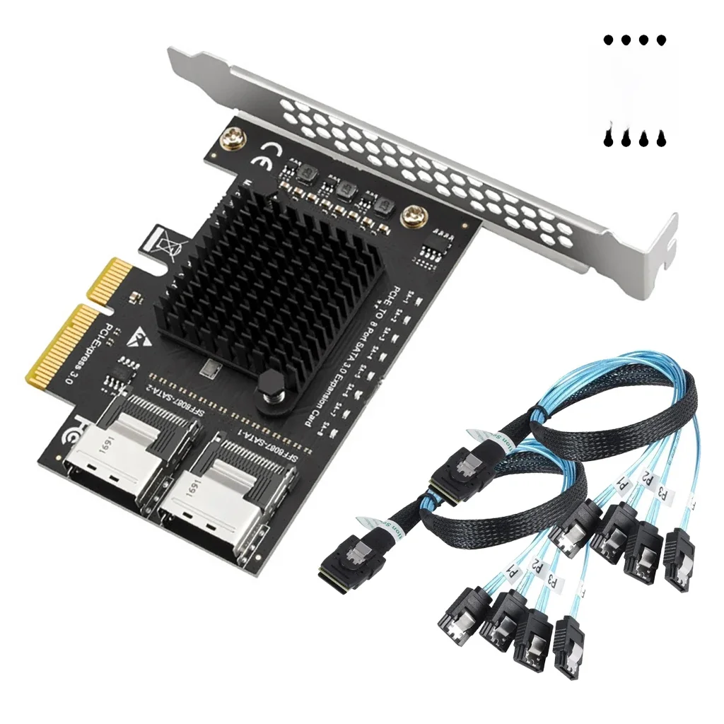 SATA karta rozszerzeń PCIE do SFF8087 Mini SAS 8 Port SATA 3.0 do kontrolera PCIe3.0 do SFF-8087 ASM1166 Adapter Chip, — zdjęcie produktu 7
