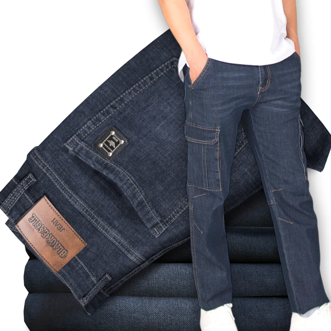 [BLACK EAGLE] Black Eagle Men's Jogger Biscuit Pouch straight-fit Men's Span jeans (sent on the same day in Korea)