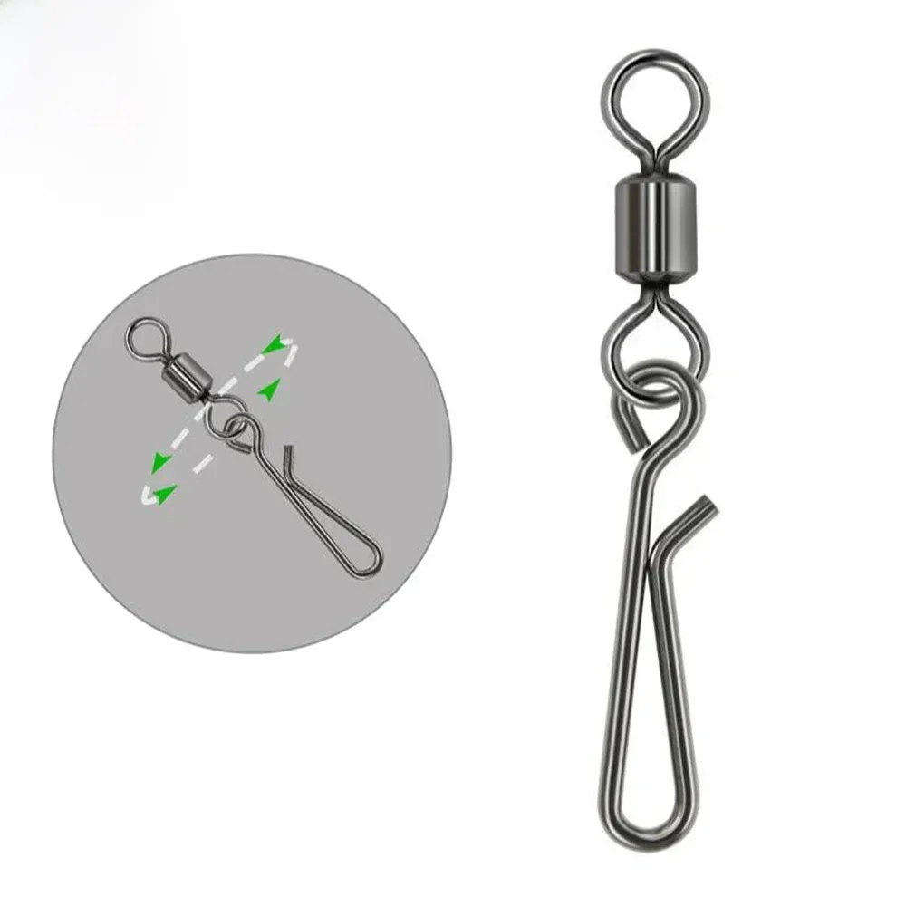 10-50 pièces émerillons de pêche Snap pêche roulant pivotant baril Snap leurres connecteur eau salée pince de pêche Snap matériel de pêche à la traîne