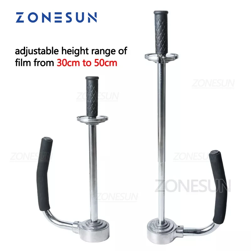 ZONESUN 30-50cm Height Adjustable Stretch Film Wrapping Machine Handheld Dispenser Stainless Steel Carton Pallets Packaging