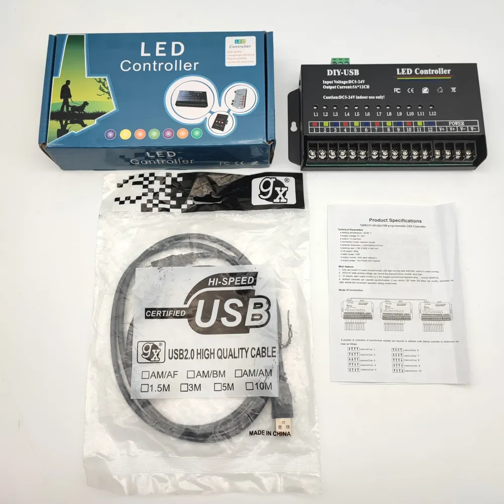 Controller LED USB fai-da-te Controller programmabile a 12 canali Controller programmabile a 12 canali per striscia colorata magica RGB