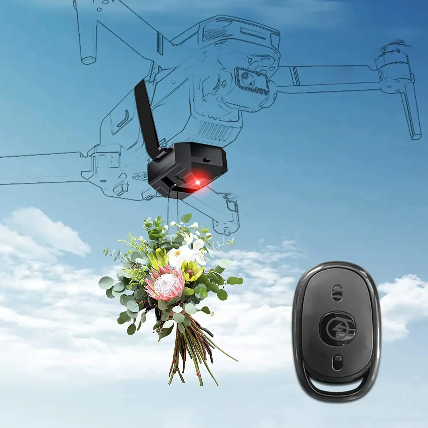 Rzutnik do DJI Mavic 3 Pro AIR 2/2S/3/3 Pro MINI 2 Zdalny system upuszczania powietrza Przynęta wędkarska Obrączka UAV Spadochron — zdjęcie produktu 7