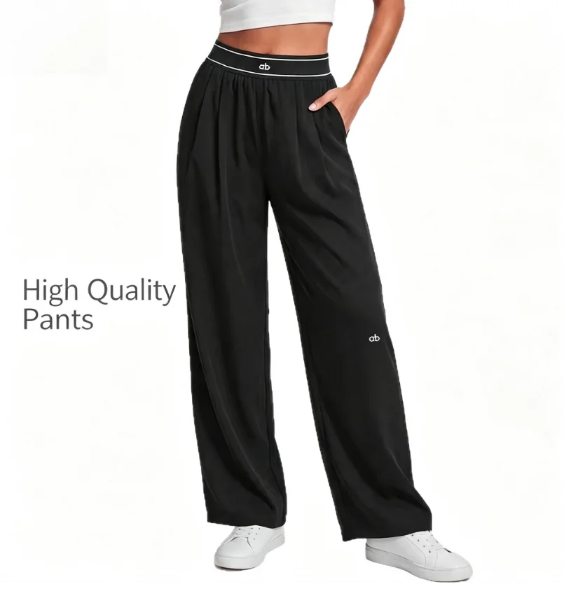 2026 Dames losse casual sportbroek met hoge taille, ademend en comfortabel, veelzijdige broek, wijde pijpen sportbroek voor dames