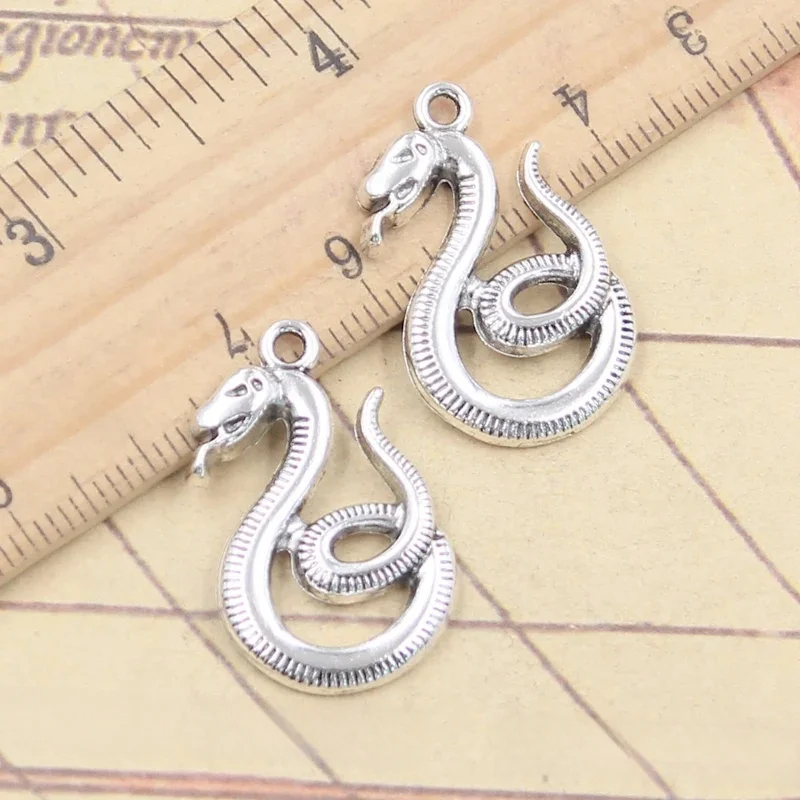 10szt Charms Snake 27x17mm Tybetańskie srebrne zawieszki w kolorze antycznej biżuterii DIY Ręcznie robione rękodzieło — zdjęcie 2