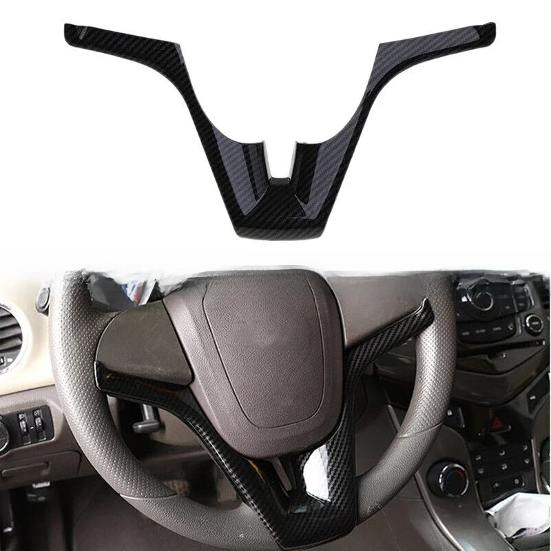 Dla Chevrolet Cruze 2009-2014 ABS Włókno węglowe Wnętrze samochodu Rama kierownicy Wykończenie Środkowa pokrywa Panel Naklejka Akcesoria — zdjęcie 2