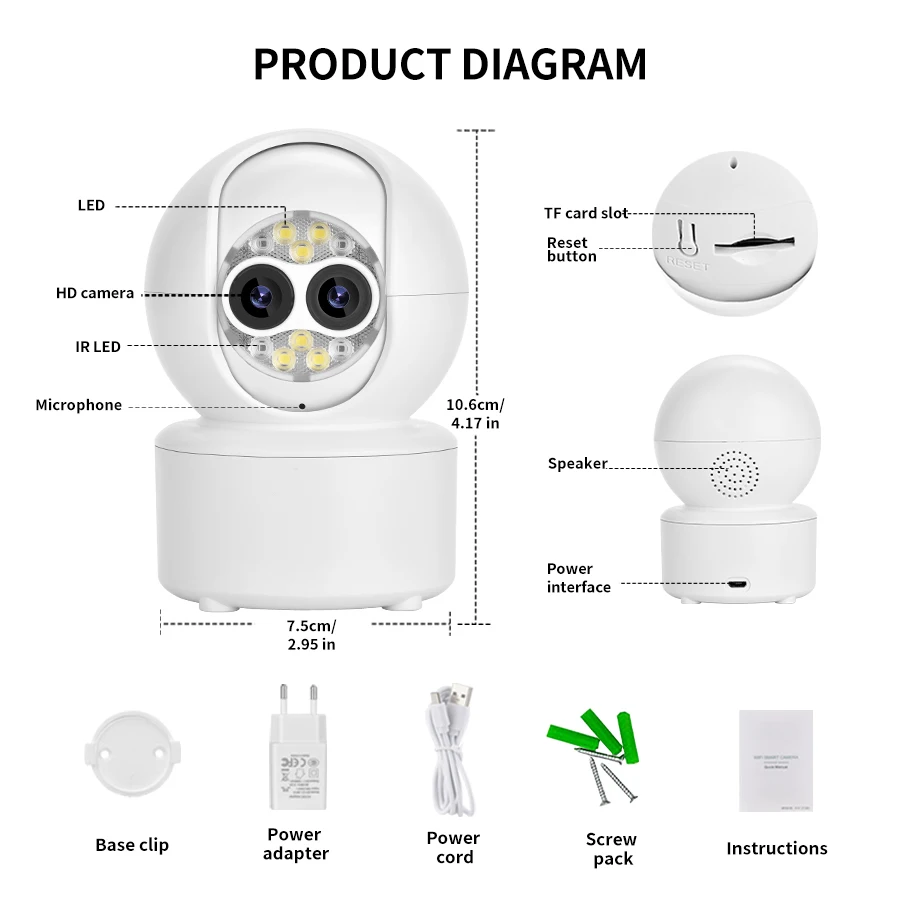 Imagem -02 - Câmera Dual Lens Dual Screen Ptz Visão Nocturna hd Rastreamento Humano Cctv Monitor do Bebê Wi-fi 4mp Icsee