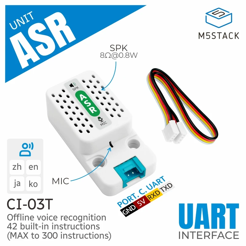 M5Stack Official ASR Unit w/ Offline Voice Module(CI-03T)