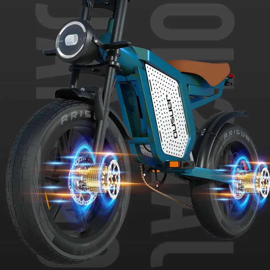 JANSNO X60 20 بوصة دراجات كهربائية بإطارات سميكة 750 وات * 2 محرك مزدوج بطارية 48 فولت 23 أمبير في الساعة