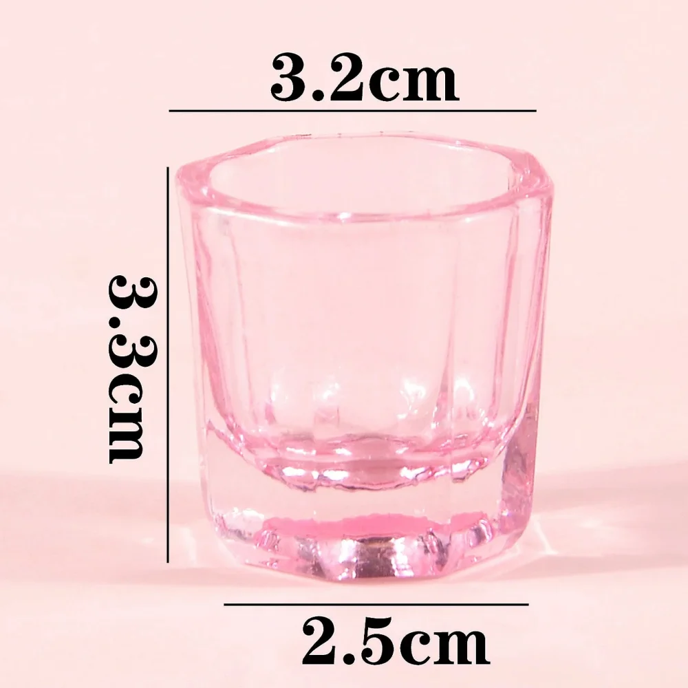 แก้วคริสตัลคลิมอนลา 1 ชิ้น สำหรับใส่ผงอะคริลิคทำเล็บ สีชมพู อุปกรณ์ทำเล็บ