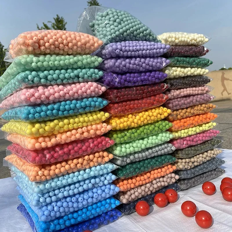 Luźne kule 500g Candy Color Akrylowe okrągłe koraliki 6mm 8mm 10mm 12mm 14mm 16mm 20mm Koraliki dystansowe do robótek ręcznych i biżuterii — zdjęcie 2