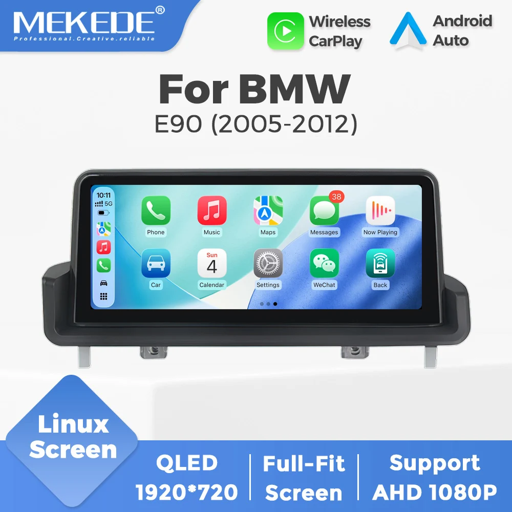 MEKEDE 10.25" 12.3" Autoradio Multimediale con CarPlay Wireless e Android Auto per BMW E90 E91 E92 E93 2005-2012 Schermo Touch QLED 1920*720/2400*900 Autoradio con Mirroring, Navigazione GPS, Supporto