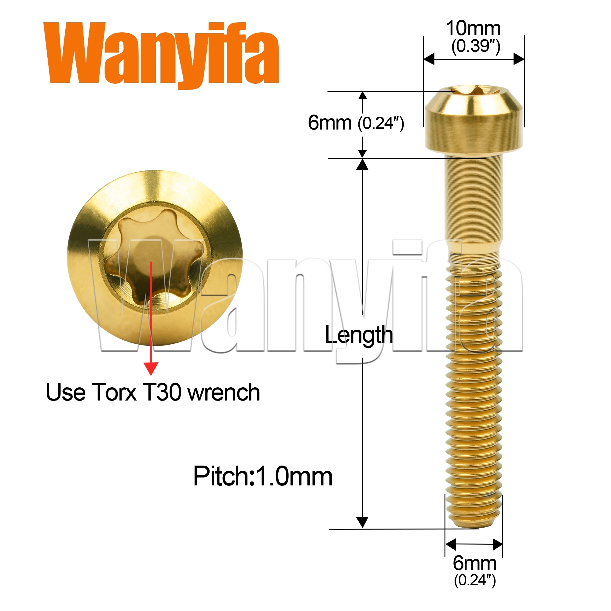 Wanyifa Titanium Bolt M6x10/15/20/25/30/35/40/45/50/60/65/70/80mm Cheese Head Torx Screws for Bike Fixing Part