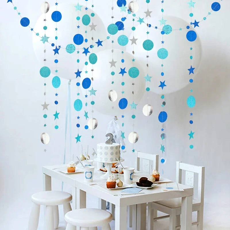 4M Papierowa gwiazda Okrągła girlanda Baner Dekoracje urodzinowe dla dorosłych Dzieci Chłopiec Dziewczyna Baby Shower Wisząca zasłona DIY Dekoracje ślubne — zdjęcie 2