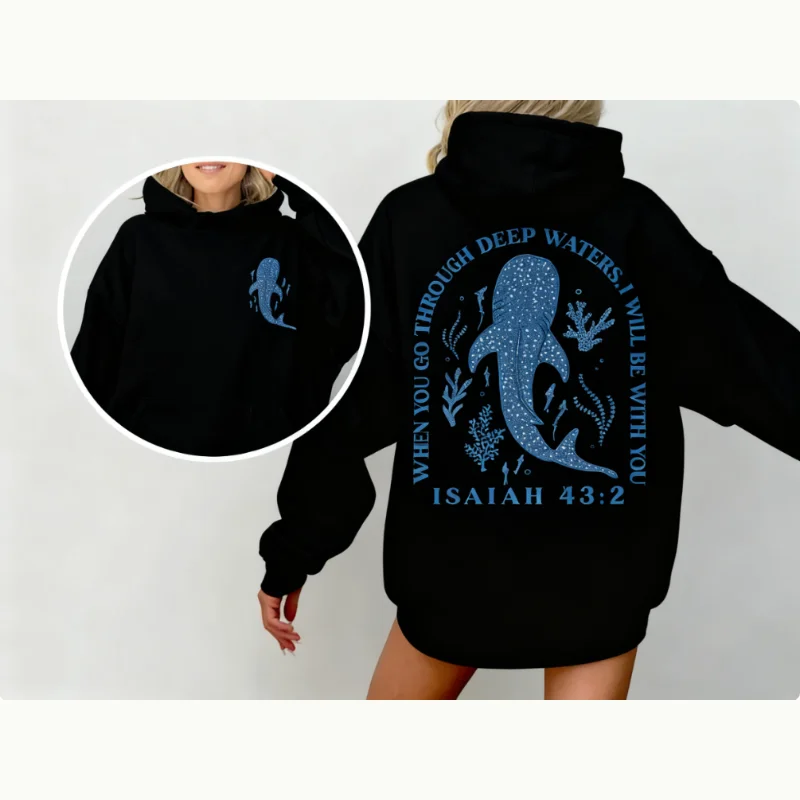 เสื้อฮู้ดลายฉลามวาฬ เสื้อสเวตเชิ้ตคอกลม ชุดสไตล์ตะวันตกสำหรับผู้หญิง ชุดคาวเกิร์ล เสื้อผ้าสไตล์ตะวันตก เสื้อท็อปส์แนวคันทรี