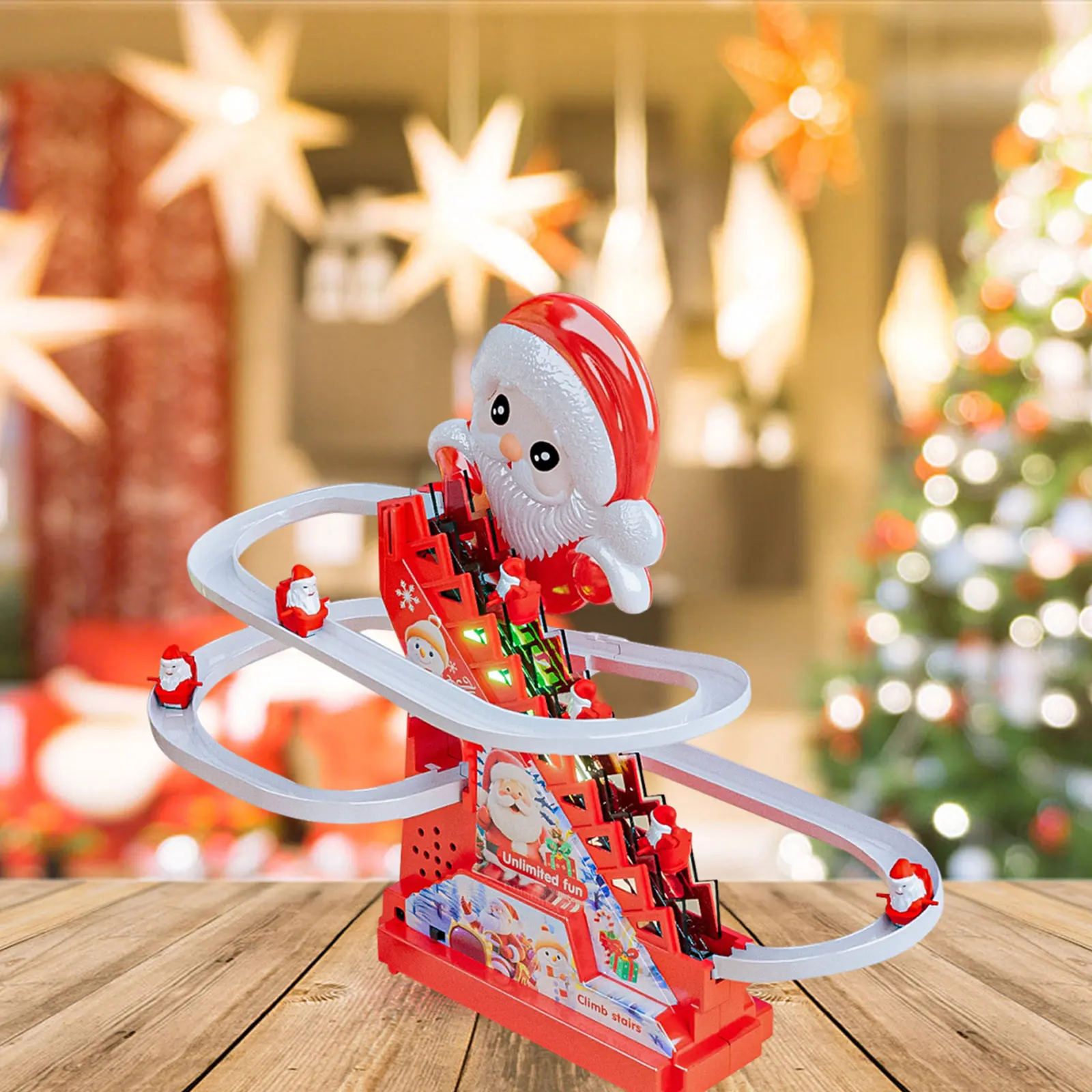 รถไฟเป็ดขึ้นบันได รถของเล่นรางไฟฟ้า ตัวต่อเสริมพัฒนาการ รถไฟฟ้าของเล่นมีไฟและเสียง สำหรับเด็ก ของขวัญวันเกิด