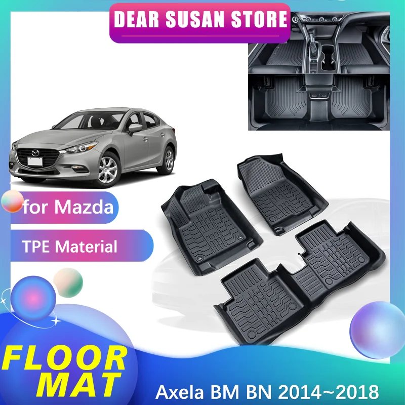 

Car Floor Mat for Mazda 3 Mazda3 Axela BM BN Sedan 2014~2018 2015 Foot Parts TPE Liner Carpet Pad Custom Cover Rug Accessories