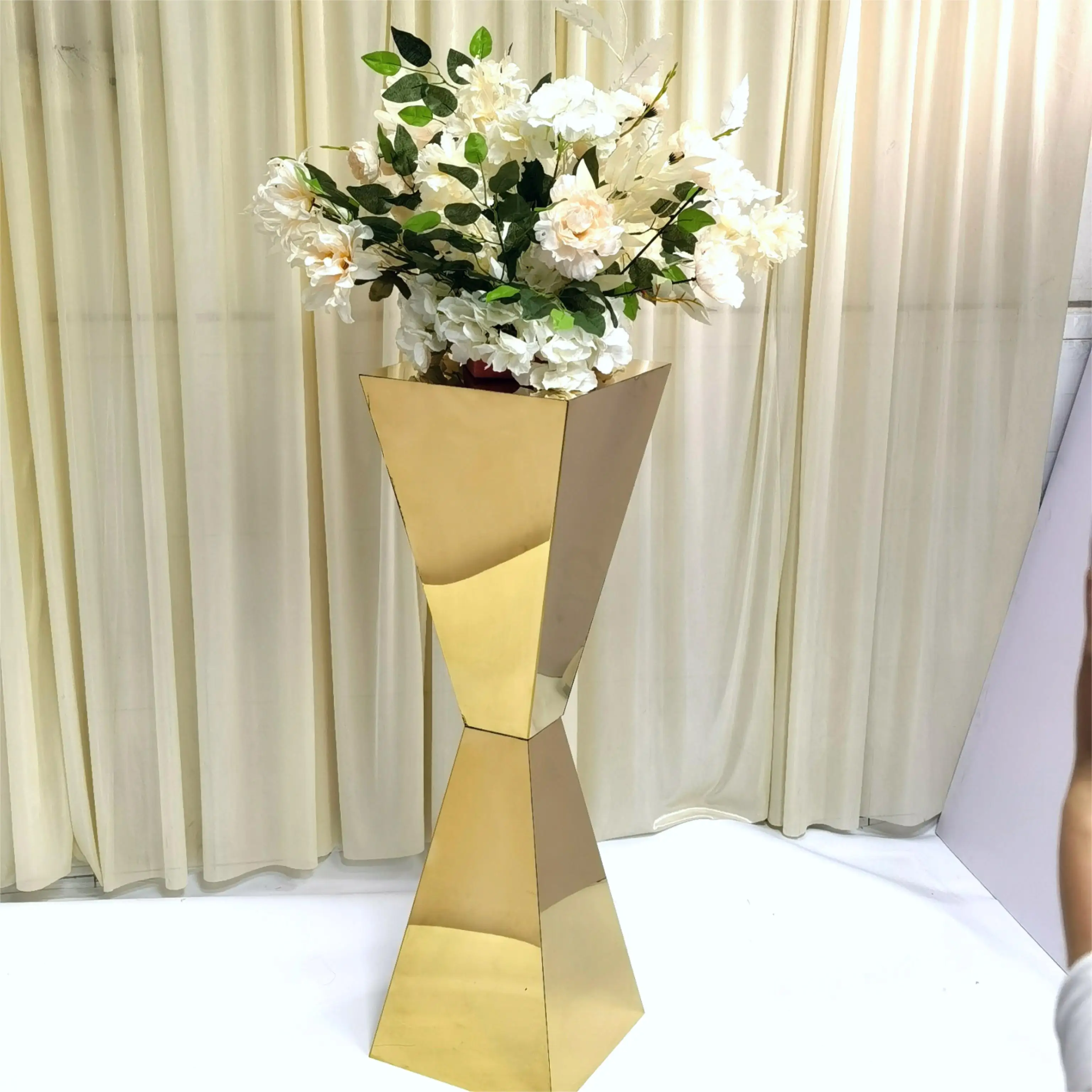 1pc Elegant Stainless Steel Mirror Display Base Stand, Suitable for Wedding, Party and Home Decoration