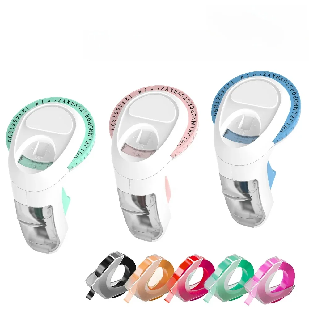 Imprimante d'étiquettes 3D 9mm gaufrage ruban d'étiquettes 3D étiqueteuse manuelle machine à écrire Compatible pour imprimante Dymo étiquettes 12965 étiquettes OmegaS