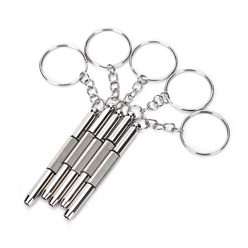 Mini tournevis de lunettes 3 en 1, Kit de réparation de montre de soleil, outil avec porte-clés, Kit de réparation de tournevis de lunettes 5 pièces