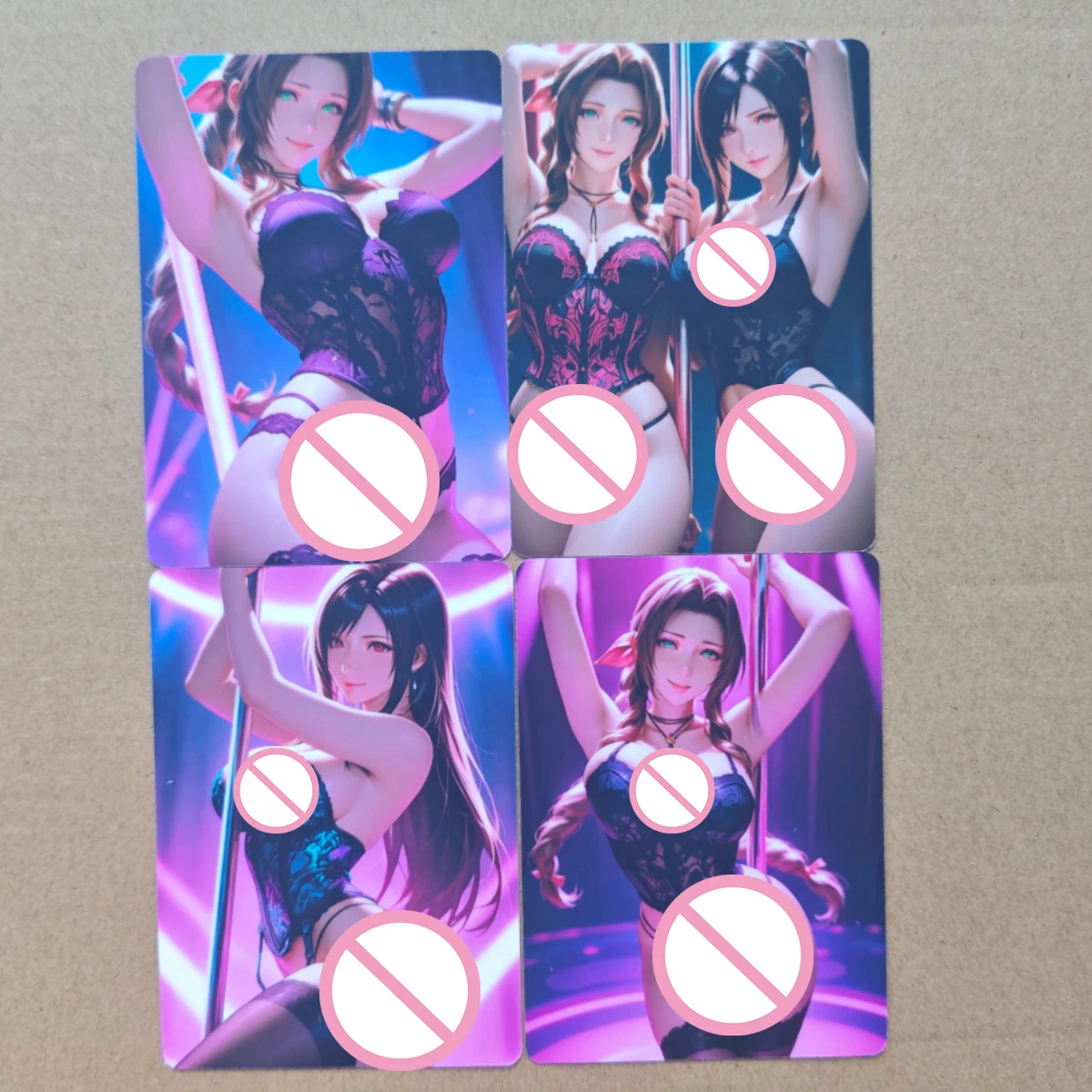 مزدوجة الوجهين 8 قطعة/المجموعة بطاقات مثيرة FF7 Tifa Aerith لعبة لتقوم بها بنفسك بطاقات PTCG لعب الفتيات الجميلات جمع بطاقة 18 + #4