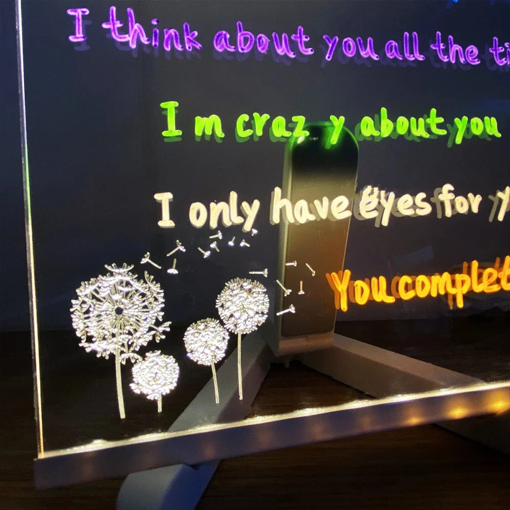 Imagem -05 - Led Letter Message Board Note Glass Canetas Coloridas Bar de Cerveja Sinal de Neon Apagável Placa de Escrita de Vidro Claro