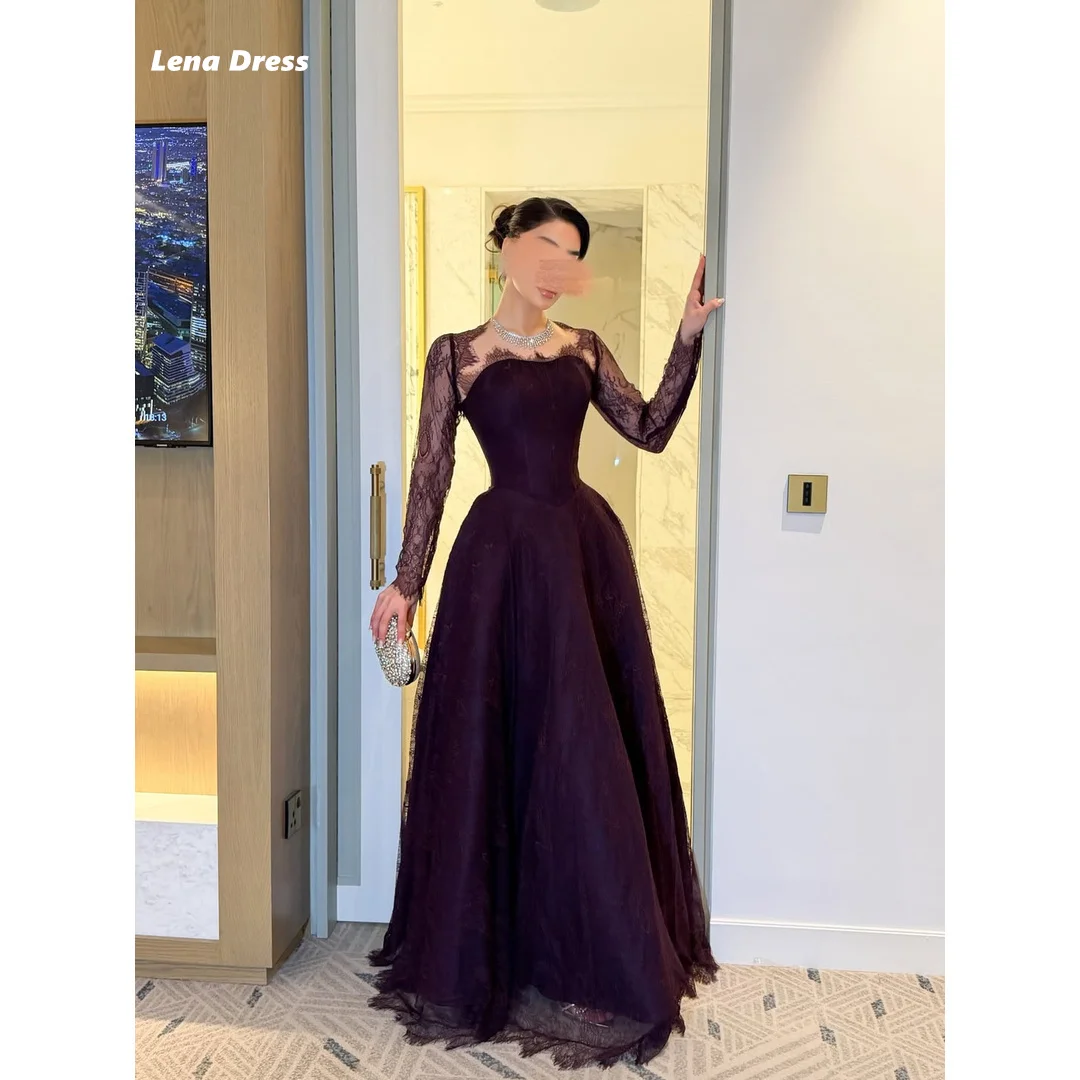 Lena Long Sleeved Robe Soiree Customized Women's Evening Dresses Luxury 2026 Prom Dress Embroidered Lace A-line Elegant Gown
