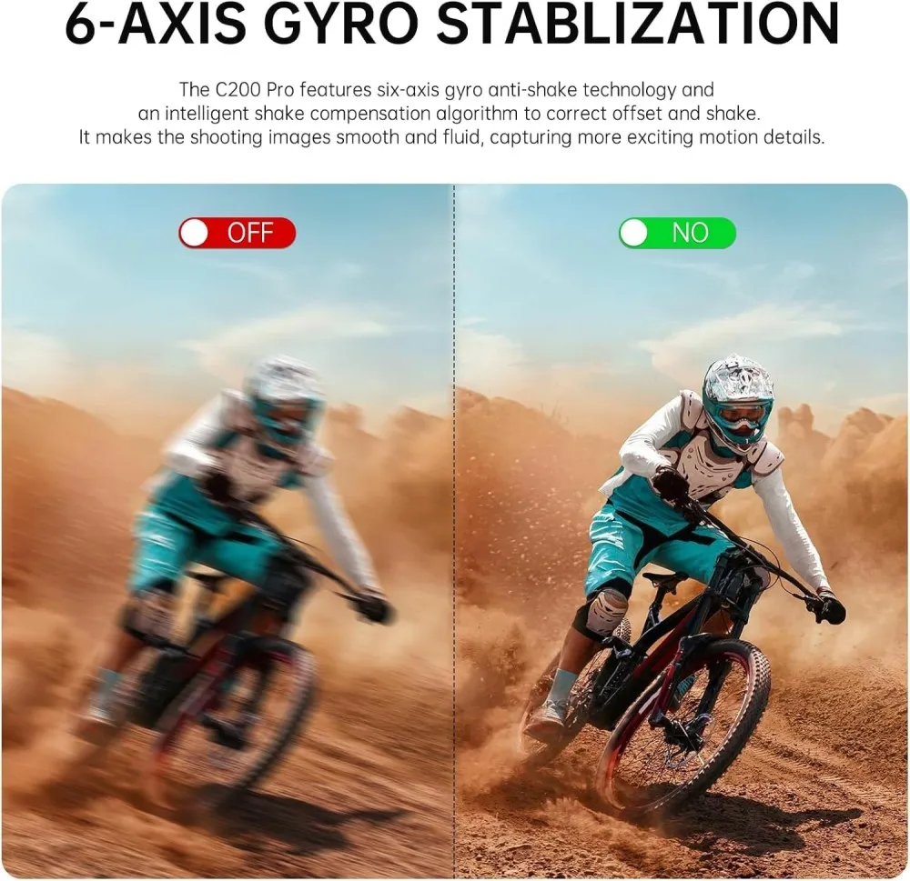 كاميرا C200Pro SJCAM 5G WiFi Vlogging Action 4K 30FPS، كاميرا ويب 40M DV كاميرا إبهام مع تثبيت 6 محاور #5