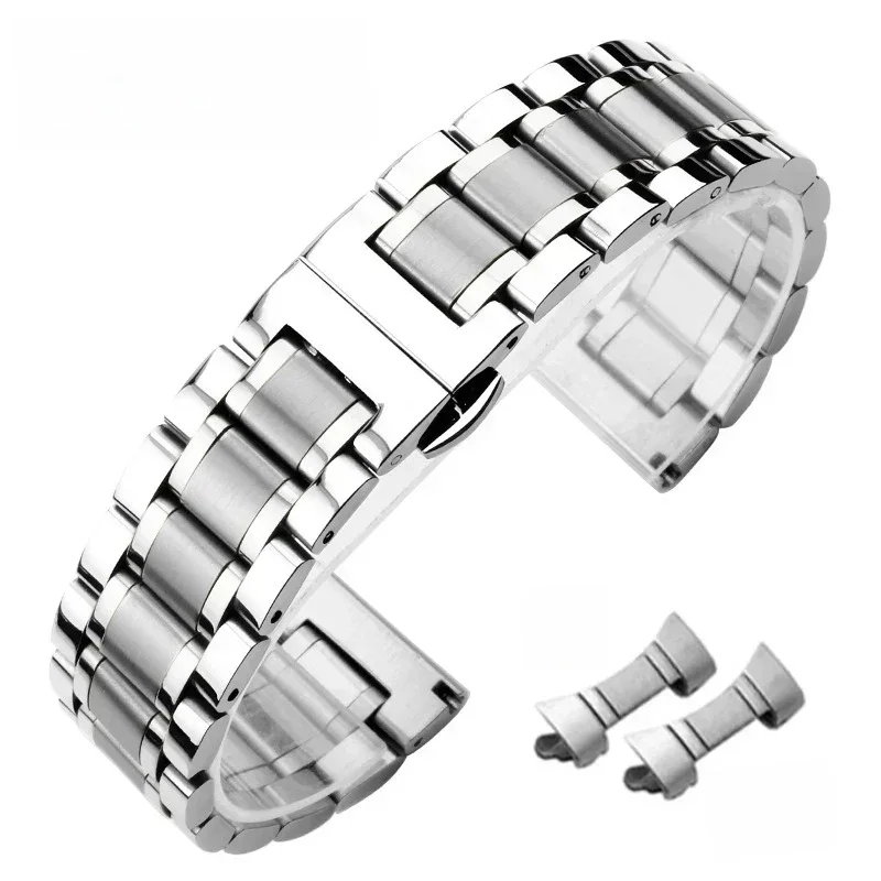 Edelstahl-Uhrenarmband für Longines-Armband mit gebogenem Ende, Metallarmband, 12, 13, 14, 15, 16, 17, 19, 21, 23, 18 mm, 20 mm, 22 mm, 24 mm