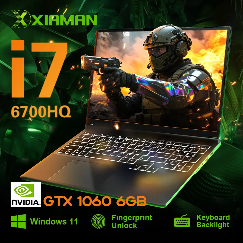 2025 شيمان 16 "كمبيوتر محمول للألعاب إنتل كور i7-6700HQ GTX 1060 IPS 1920*1200 ألعاب الكمبيوتر المحمول 16 جيجابايت DDR4 1 تيرابايت SSD ويندوز 11 كمبيوتر محمول