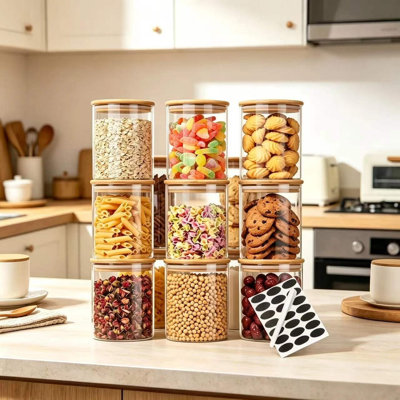 9 Buah Wadah Penyimpanan Kaca  - Airtight Cereal Jar ulasan dan harga
