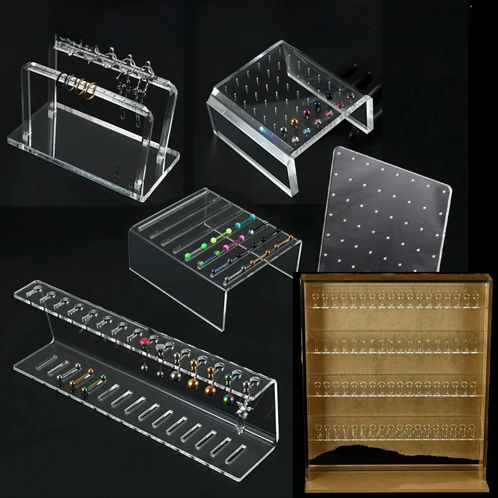 Panneau d'affichage de bijoux multifonctionnel Transparent multi-styles, 1 pièce, pour boucles d'oreilles, nombril, Septum, langue, lèvres, rangement, affichage acrylique