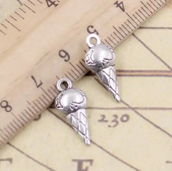 

30pcs 19x8x4mm Tibetan Silver Alloy Charms Double Sided Ice Cream Pendant EF3620