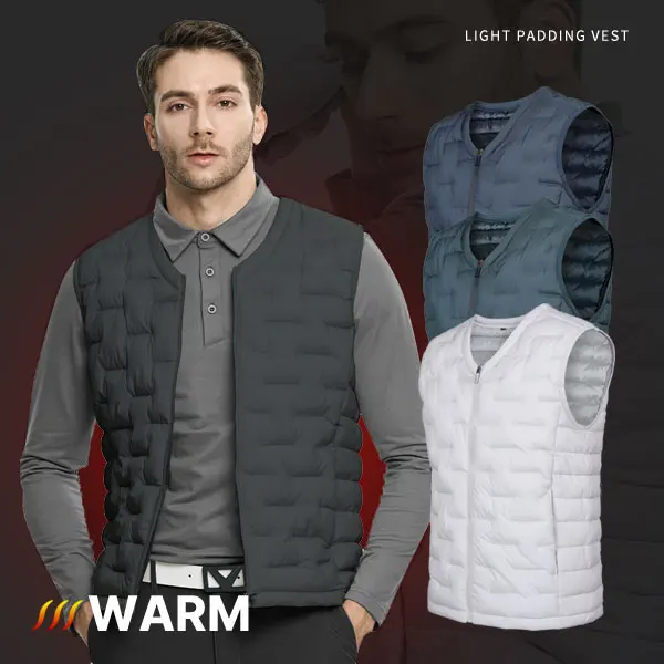 Time Deal _ Prout Men's V-neck lightweight padded vest (AB23V006M)